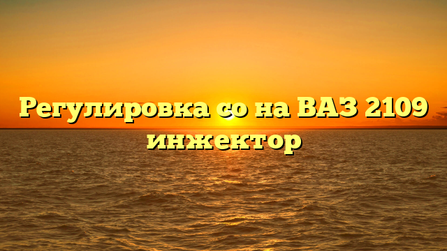 Регулировка со на ВАЗ 2109 инжектор