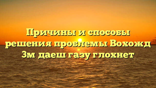 Причины и способы решения проблемы Вохожд 3м даеш газу глохнет